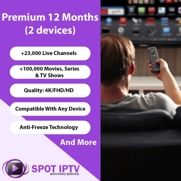 IPTV Subscription USA ‚ Premium 12-month plan for 2 devices.